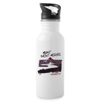Mont Saint-Michel sunset Normandy - Water bottle with straw - white - Right