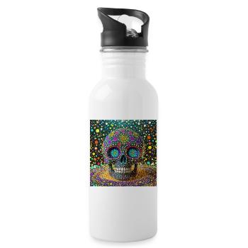 Dia de los Muertos Skull - Water bottle with straw - white - Right