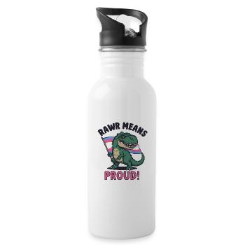 T-Rex Pride – Rawr Means Proud - Water bottle with straw - white - Right