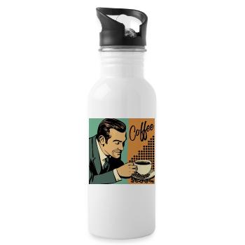 Kaffee retro / vintage Poster für Ihr Café - Trinkflasche mit integriertem Trinkhalm - Weiß - Rechts