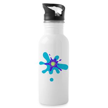 Abstract Color Strike Pattern - Water bottle with straw - white - Right