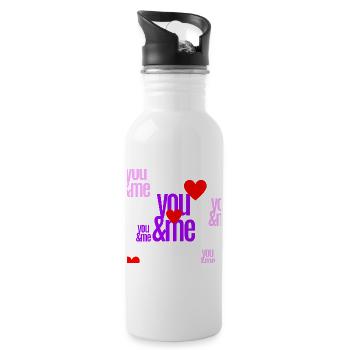 Liebesmotivation mit Herzbuchstaben - Trinkflasche mit integriertem Trinkhalm - Weiß - Rechts