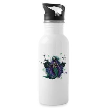 Skelett Meerjungfrau mit Geisterschiff - Trinkflasche mit integriertem Trinkhalm - Weiß - Rechts