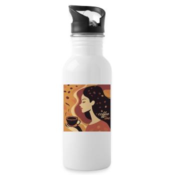 Kaffee retro style vintage poster - Trinkflasche mit integriertem Trinkhalm - Weiß - Rechts