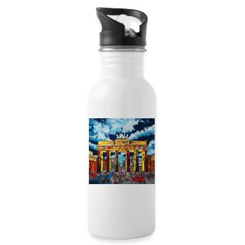 Urban Skyline Berlin Brandenburger Tor Artwork - Trinkflasche mit integriertem Trinkhalm - Weiß - Rechts