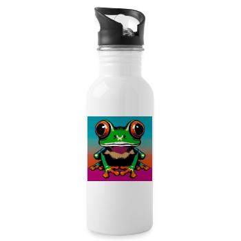 grenouille - Gourde avec paille intégrée - blanc - Droite