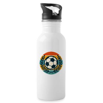 Retro Sonnenuntergang Fußball Kranz - Trinkflasche mit integriertem Trinkhalm - Weiß - Rechts