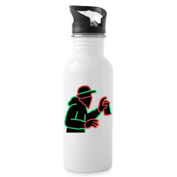 Neon Graffiti Sprayer Silhouette - Trinkflasche mit integriertem Trinkhalm - Weiß - Rechts