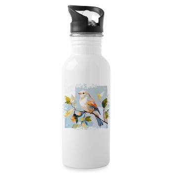 Colorful bird in watercolor style - Water bottle with straw - white - Right