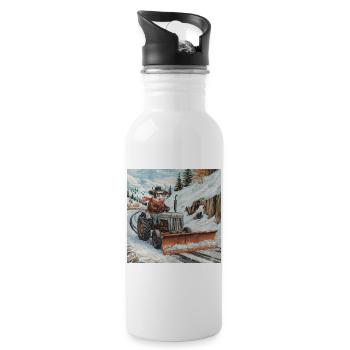 Schneepflug - Trinkflasche mit integriertem Trinkhalm - Weiß - Rechts