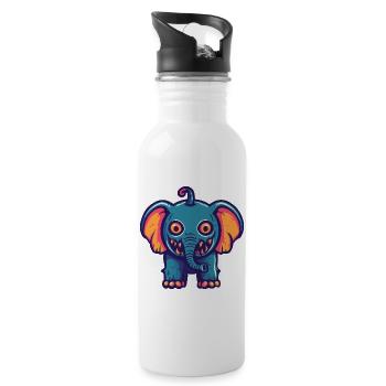 éléphant Halloween bande dessinée drôle - Gourde avec paille intégrée - blanc - Droite