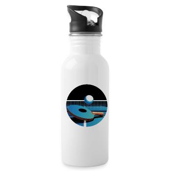 Pingpong Vector Blue Table Tennis Flair - Water bottle with straw - white - Right