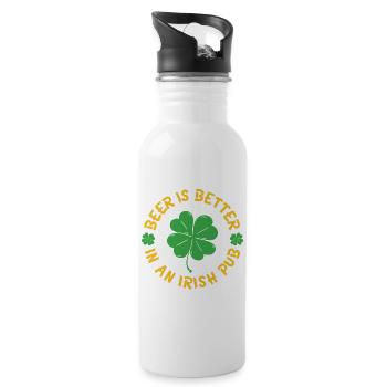 Beer better irish pub - Water bottle with straw - white - Right
