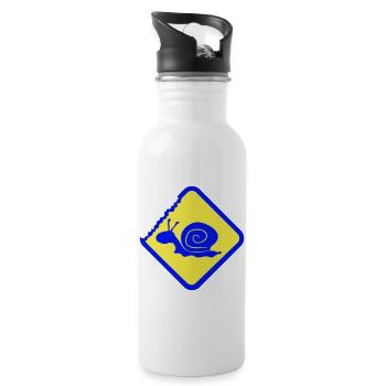 Snail Warning Caution Danger Sign - Water bottle with straw - white - Right