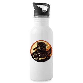 Werewolf Motorcycle Flame Circle - Water bottle with straw - white - Right