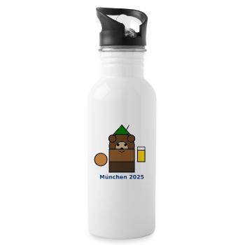 München2025 Bären-Logo - Water bottle with straw - white - Right