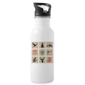 Nature Stamps Collage - Water bottle with straw - white - Right