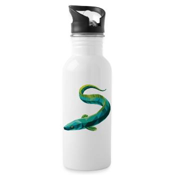 Aal - Cooles Low Poly Logo - Trinkflasche mit integriertem Trinkhalm - Weiß - Rechts