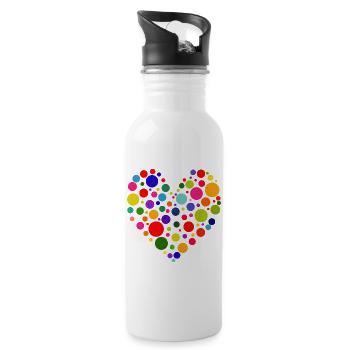 Bunter Kreis Herz Muster - Trinkflasche mit integriertem Trinkhalm - Weiß - Rechts