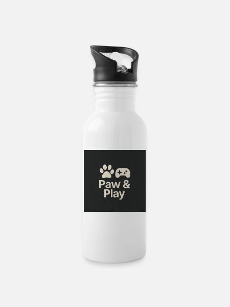 Paw & Play - Trinkflasche mit integriertem Trinkhalm - Weiß
