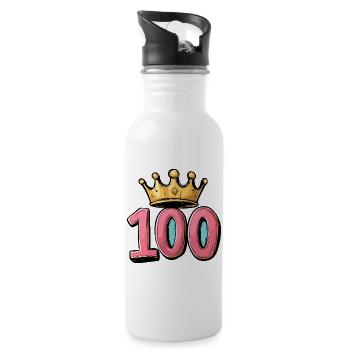 100 Number Crown - Water bottle with straw - white - Right