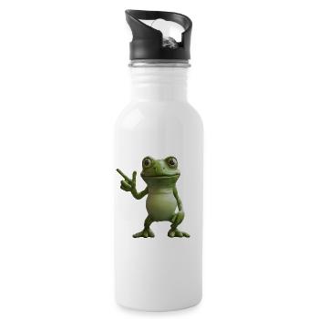 Motif de signe de paix de grenouille, panneau indicateur directionnel - Gourde avec paille intégrée - blanc - Droite