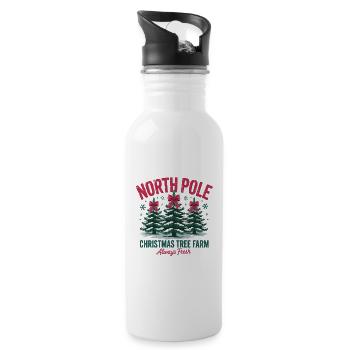 North Pole Christmas Tree Farm - Water bottle with straw - white - Right