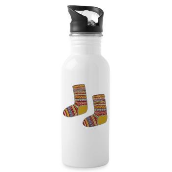 Colorful Fair Isle Patterned Socks - Water bottle with straw - white - Right