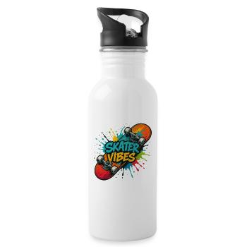 Skater Vibes - Trinkflasche mit integriertem Trinkhalm - Weiß - Rechts