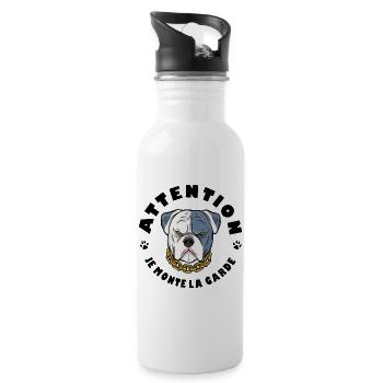 Pitbull dog Be careful, I'm standing guard - Water bottle with straw - white - Right