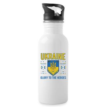 Ukraine Crest Glory Tee - Water bottle with straw - white - Right