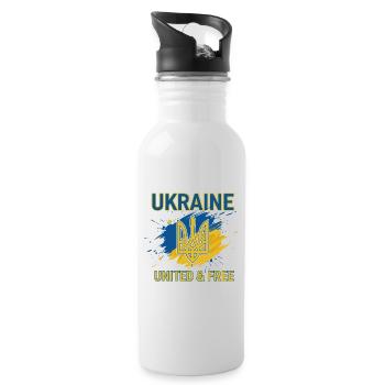 L’unité et la liberté de l’Ukraine - Gourde avec paille intégrée - blanc - Droite