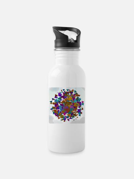 Geometric Triangle Circle - Water bottle with straw - white