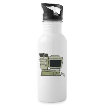 Retro Computer Desk Einrichtung - Trinkflasche mit integriertem Trinkhalm - Weiß - Rechts
