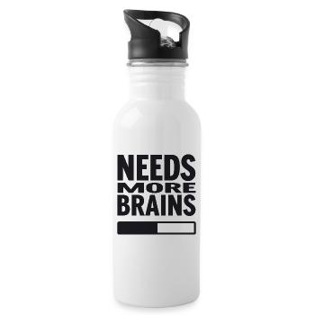 Needs More Brains – Funny Halloween Quote - Water bottle with straw - white - Right