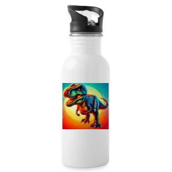 Dinosaurier - Trinkflasche mit integriertem Trinkhalm - Weiß - Rechts