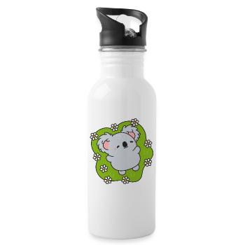 Koala fleuri rêveur - Gourde avec paille intégrée - blanc - Droite