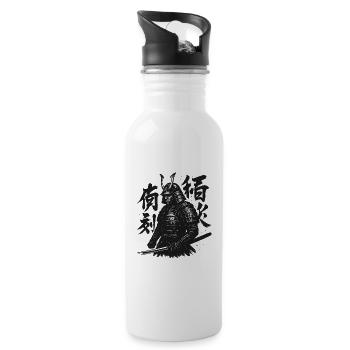 Samurai-Kalligraphie Kunst - Trinkflasche mit integriertem Trinkhalm - Weiß - Rechts