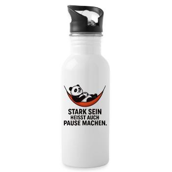 Panda Break Power Saying - Water bottle with straw - white - Right