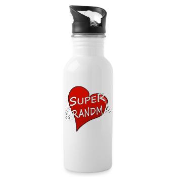 SUPER GRANDMA - Trinkflasche mit integriertem Trinkhalm - Weiß - Rechts