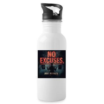 No Excuses, Just Results – Neon Gym Motivation of the - Water bottle with straw - white - Right