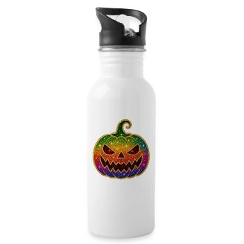 Regenbogen Glitzer Kürbis Halloween - Trinkflasche mit integriertem Trinkhalm - Weiß - Rechts