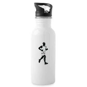 Runner - Cool Silhouette Logo - Water bottle with straw - white - Right