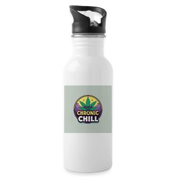Logo de la feuille de cannabis Chronic Chill - Gourde avec paille intégrée - blanc - Droite