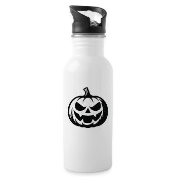 Grimmiger Halloween Kürbis - Trinkflasche mit integriertem Trinkhalm - Weiß - Rechts