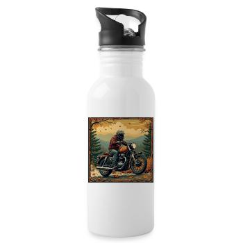 Tapestry Biker Landscape - Trinkflasche mit integriertem Trinkhalm - Weiß - Rechts