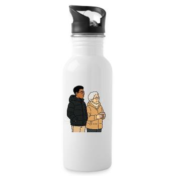 Oma Karin mit dem Enkel - Trinkflasche mit integriertem Trinkhalm - Weiß - Rechts