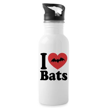I Love Bats – Bat Lover - Water bottle with straw - white - Right