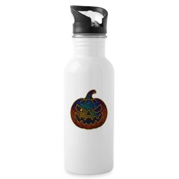 Glittering Rainbow Pumpkin for Halloween - Water bottle with straw - white - Right