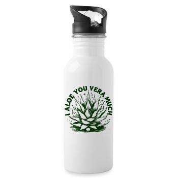 I Aloe You Vera Much Punny Plant Lover - Water bottle with straw - white - Right